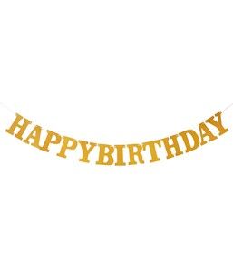 Гирлянда-буквы "Happy Birthday" золотая с глиттером 2 м (40-150) 40-150 фото